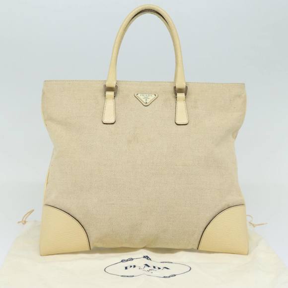 PRADA Hand Bag Canvas Beige Auth ep4722 - Picture 12 of 16